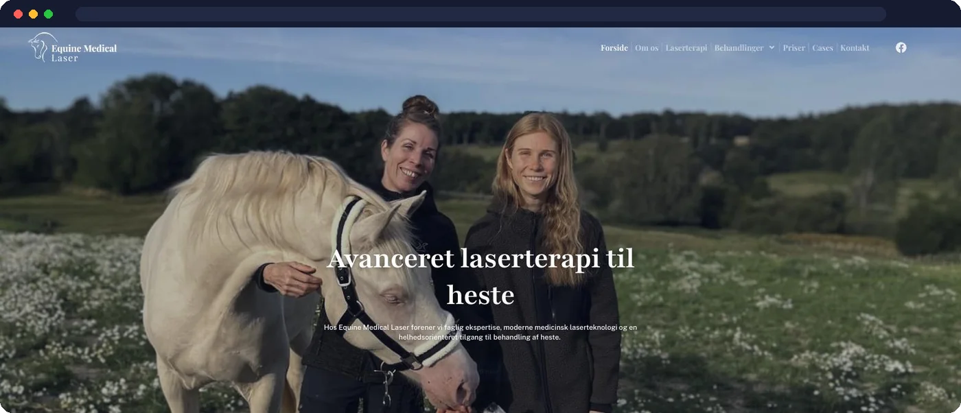 Equine Medical Laser – hjemmeside udviklet af Talento