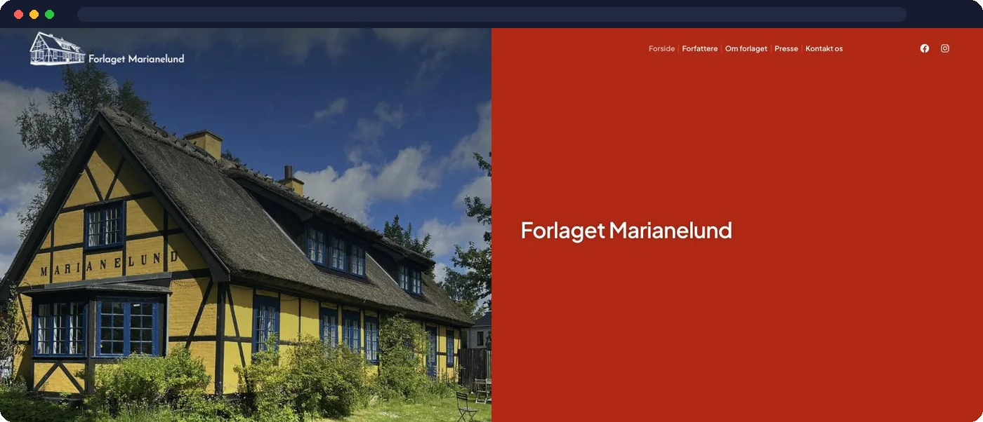 Forlaget Marianelund – hjemmeside udviklet af Talento